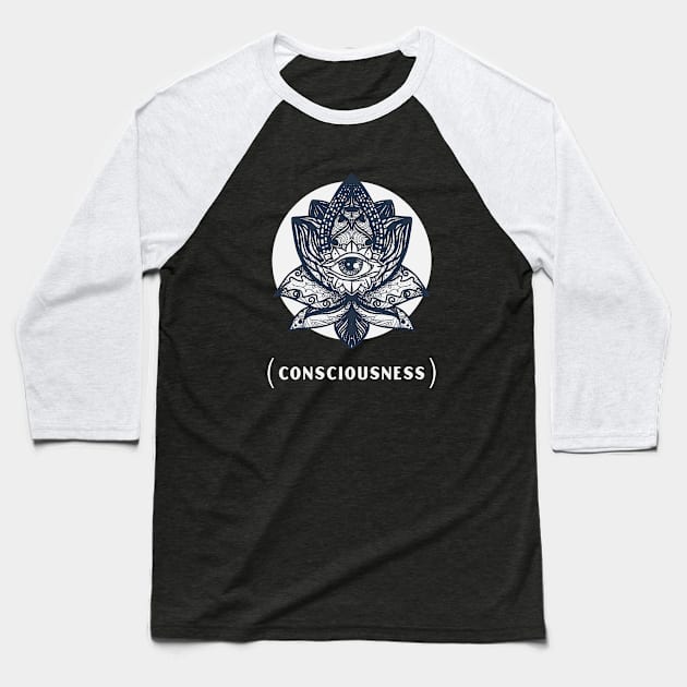 Consciousness Baseball T-Shirt by CatMonkStudios